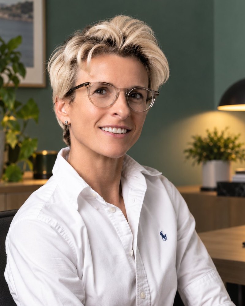 Lou Nicholettos, founder of Performance Health, at her desk